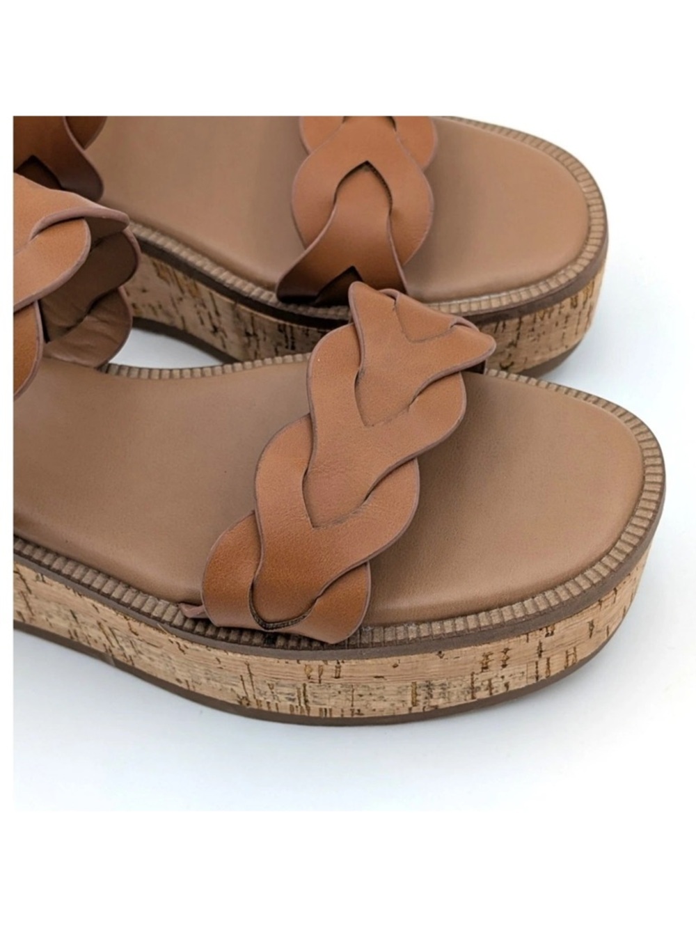 Pennie Tan Vegan Leather Braided Platform Sandal - Picture 5 of 8